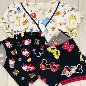 Lot of 3 cartoon scrubs size small